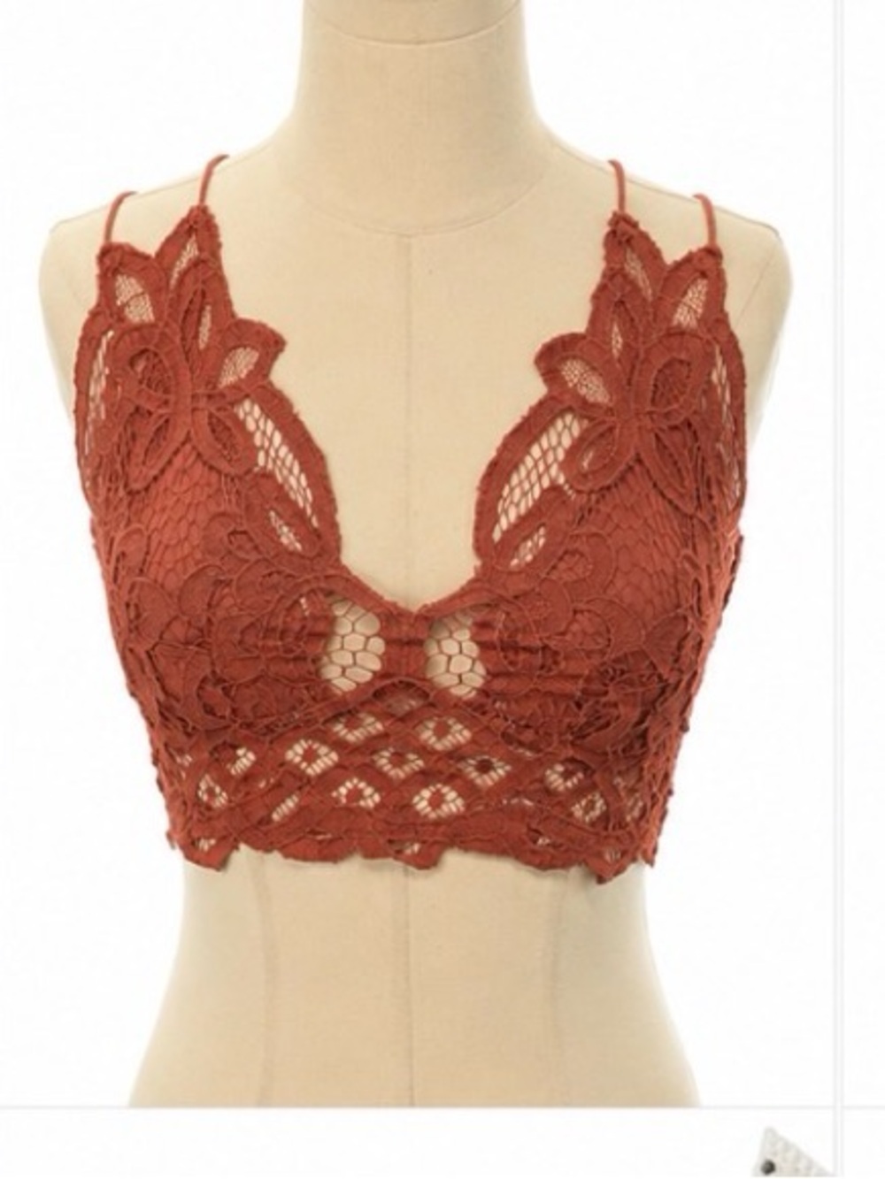 Free People FP One Lace Crochet Bralette Cami Dusty Rose Boho Festival Size M